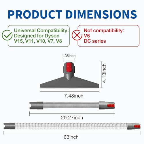 Image of Mattress Tool Kit with Extension Hose and Quick Release Button Compatible with Dyson V7 V8 V10 V11 V15 Cordless Vacuums