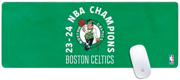Skinit Extra Large Gaming Mouse Pad - Officially Licensed 2024 NBA Champions Boston Celtics Design with Stitched Edges, Waterproof, Non-Slip Rubber Base, Desk Mat for Keyboard & Mouse