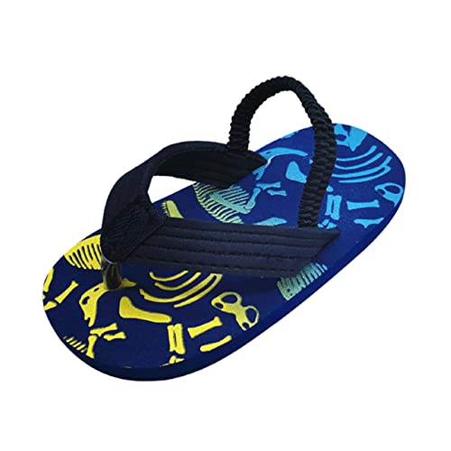 Sandals for Kids & Toddler Summer Shoes Boys Flip Elastic Strap Beach Girls Black Little Girl Flip Flop (Navy, 4-5Years)