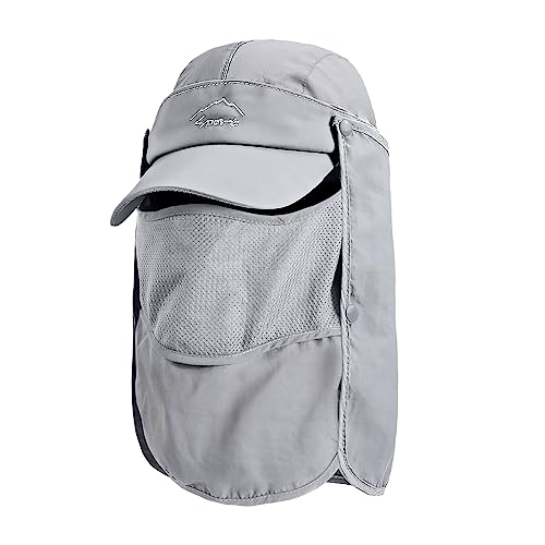 TAGVO Sombrero de Sol con Cubierta de Cuello Desmontable, Protección UPF 50+ Sombreros y Gorras de Pescador Transpirables, Plegable Secado Rápido Sombreros de Acampada y Marcha para Hombres Mujeres