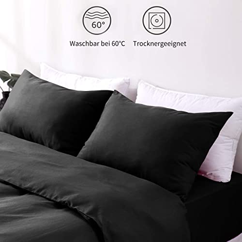 Hafaa Black Pillowcases 2 Pack Brushed Microfiber Plain Pillow Cases with Envelop Closure - Image 4