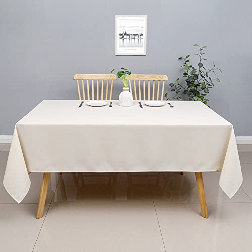 Wewoch Beige Rectangle Tablecloth Wrinkle Resistant Washable Fabric Table Cloth For Dining,Kitchen, Parties Weddings And Outdoor Use 60 Inch By 84 Inch #TOP5