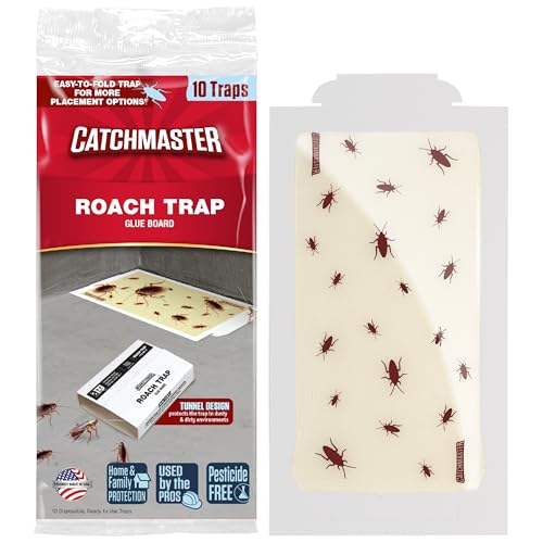 Catchmaster Roach Trap Glue Boards 10-Pk, Adhesive Bug Catcher, Scorpion, Spider, Cricket, &...