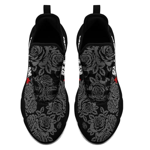 Men's Gothic Skull Running Shoes, Punk Rock Breathable Cushion Sports Walking Sneakers Gym Jogging Tennis Shoes4