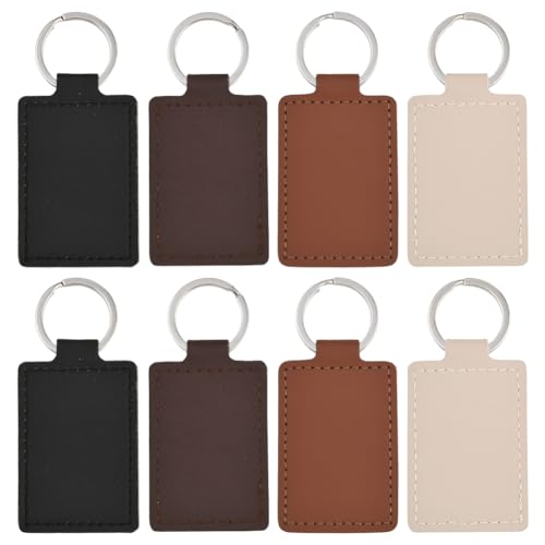 SUNNYCLUE 16 llavero de Cuero En Blanco con Grabado Láser, Llaveros En Blanco, Coloridos, Personalizados, de Doble Cara, Rectangulares, Etiquetas con Llaveros para Grabado Láser, Manualidades, Regalos