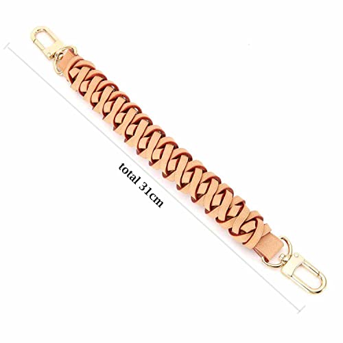 Senral Hand Carry Bag Strap Repacement Short Handle Handmade Vachetta Leather Braided Handle for Neonoe Pochette Bucket Bag Short Top Handle Strap Diy Purse Strap - Image 2