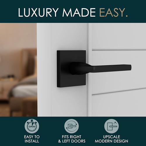 Image of Mega Handles Prime Dummy Lever, Door Handle for Closet or French Doors, Single Side Door Levers, Non-Turning, Fits All Standard Door Sizes, Covered Screws Included - Matte Black (2 Pack) 5 inch