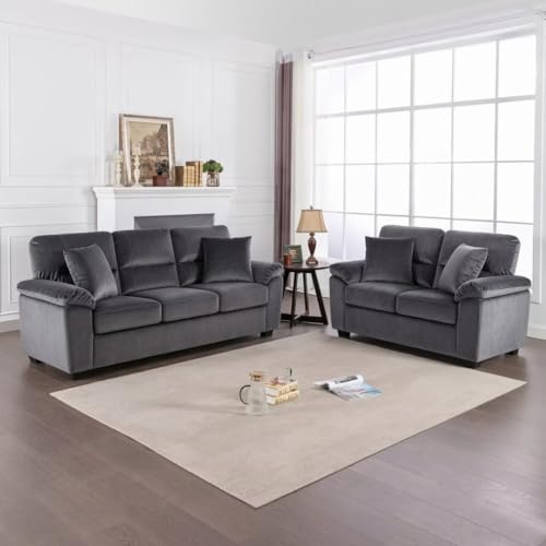 Image of Anderson 3+2+1 Seater Fabric 5 Seater Sofa Set for Living Room | 5 Seater Sofa | Luxurious Sofa |Modern Sofa Set 5 Seater | Premium fabric Sofa 5 Seater Dark grey Color (Dark Grey Fabric, 3+2 Seater)