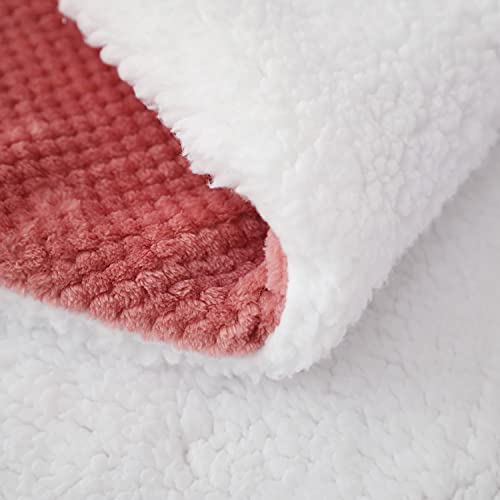 Sochow Waffle Sherpa Fleece Throw Blanket, Super Soft Fuzzy Warm, Lightweight Fluffy Reversible Plush Blanket For Bed Sofa Couch, 60 X 80 Inches Coral Pink #TOP4
