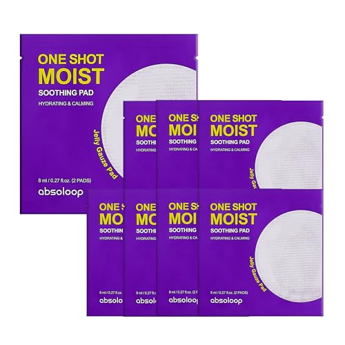 ABSOLOOP One Shot Moist Soothing Pad - 8ml, Dual-Texture Toner Pad, Ceramide & Hyaluronic Acid, Patented Soothing Agents, Portable 7-Sheet Pack