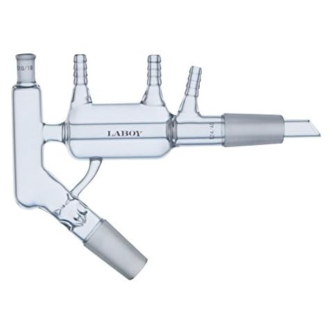 Laboy Glass Short Path Head with Vigreux Vacuum Apparatus with 24/40 Lower Inner Joints & 10/18 Thermometer Joint Liebig Condenser Lab Glassware Cover