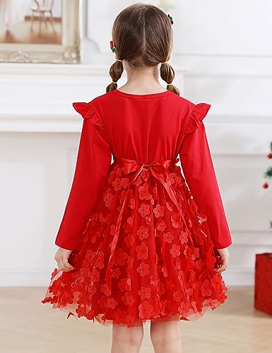 Kids4ever 2-6T Toddler Girls Tulle Dresses Fall Long Sleeves Flower Tutu Party Dress for Little Girl Birthday Wedding Guest …4