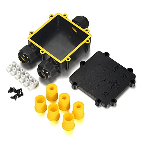 Caja de Derivación Impermeable IP68, Caja de Derivación Eléctrica de 3 Polos Conectores de Caja de Cables Ø 4-14 mm Cover
