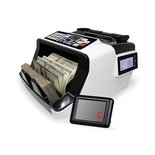 CRONY Money Counter Machine Banknote - AL-7200 Portable Counting Money Detector With Rechargeable Battery For Any Currency UV MG IR DD Counterfeit Bill Detection Cash Counting with Dual Display