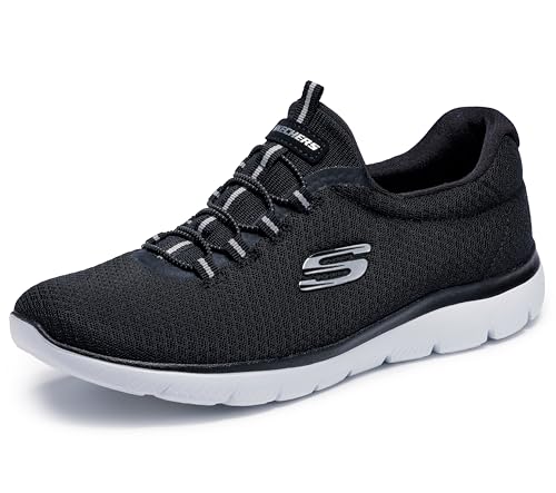 Skechers Women's Summits Sneaker, Black/White, 8.5