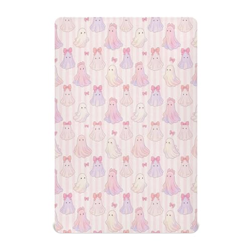 Sábanas para cuna de bebé, lindos y espeluznantes lazos de Halloween, fantasmas esenciales para niño, 39 x 27 pulgadas