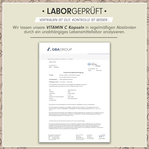 Vitamin C hochdosiert - 730 Kapseln - 500 mg Vitamin C gepuffert - hochwertiges Calcium-Ascorbat optimal hochdosiert - laborgeprüft mit Zertifikat - 100% vegan 2x 365 Kapseln 5