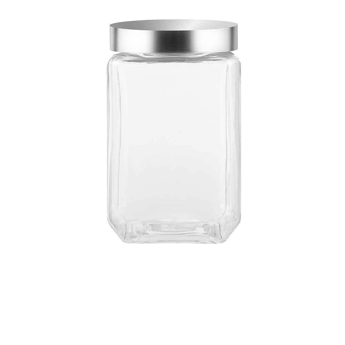SHINEOFI Barattolo Ermetico in Vetro 1500 Ml Coperchio in Acciaio Inox, Contenitore Sigillato per Alimenti Secchi, Conservazione Prolungata per Cucina e Dispensa