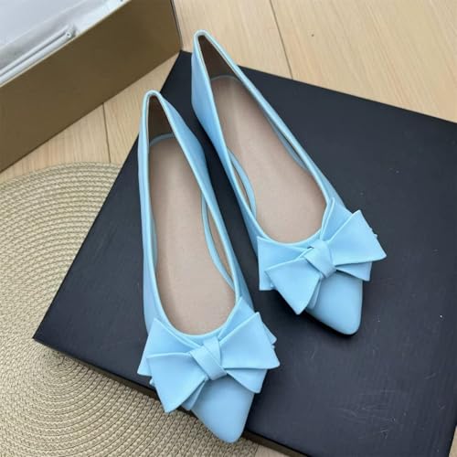 Image of TN TANGNEST Flats Shoes Women Comfort Casual Loafers | Classic Pointed Toe Bowknot Flats Cute Slip On Flats, Wear to Work Travel Walk