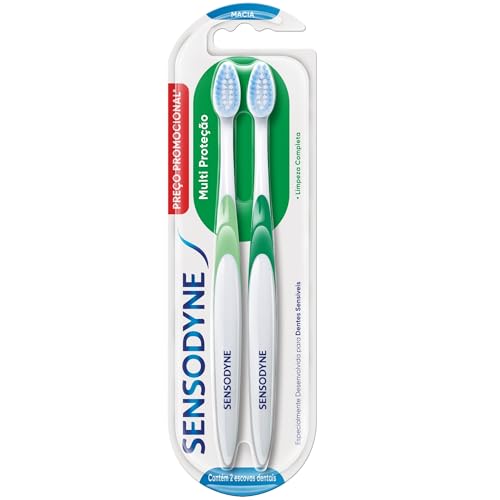 Sensodyne Escova de Dente Multi Proteção, Escova Dental com Cerdas Macias, Limpeza Completa, 2 Unidades