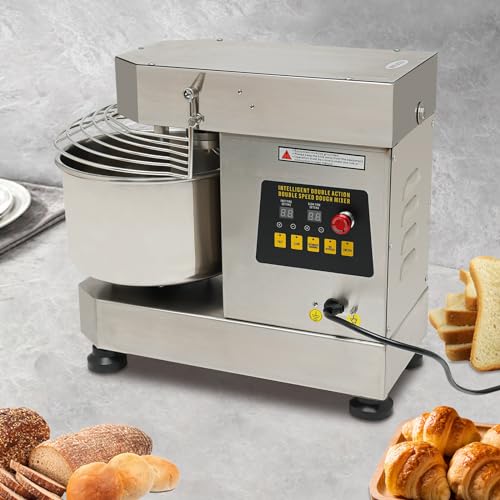 Dough Kneading Machine, 10QT Rotating Dough Mixer Machine Stainless Steel Commercial Food Mixer for Restaurant Pizzeria Bread 750W Low/High Speed