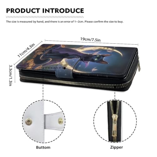 Image of COEQINE Ladies Wallets Pink Leopard Heart Black Printed Leather Phone Long Clutch Purses Check Coin Change Holder