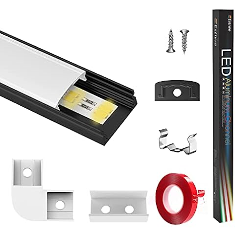 Estiwe LED Aluminium Profile 15x1m,U-Form LED-Kanäle,Verdicken Aluprofil,Mattschwarze+Milchig,Aluminiumkanäle für LED-Streifen,Mit Metall Befestigungs Clips Cover