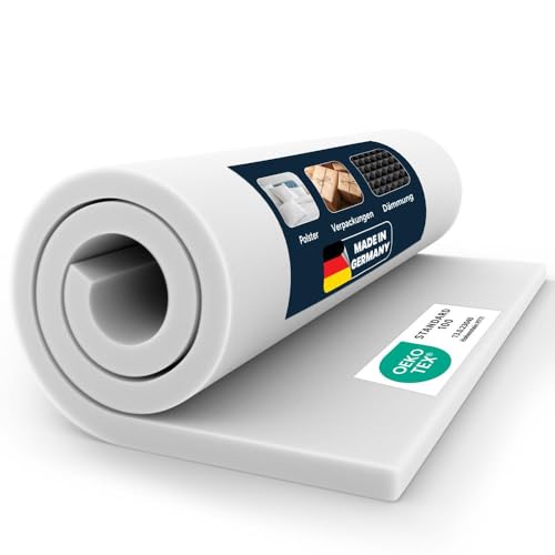 Schaumstoff [110x200x2 cm] mittelfeste Schaumstoffplatte(RG25) Zuschnitt für Polster, Sitzpolster, Couch, Matratze, Topper und Campingauflage, PU Schaumstoff, Matratzenauflage, hitzebeständig