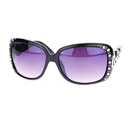 SA106 Womens Oversized Rectangular Rhinestone Encrusted Chain Arm Fashion Sunglasses2