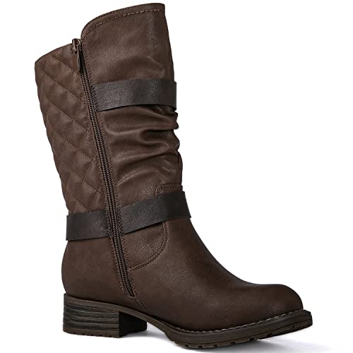 GLOBALWIN Women's Mid Calf Comfortable Fashion Dress Boots For Women Low Heel With Zipper3