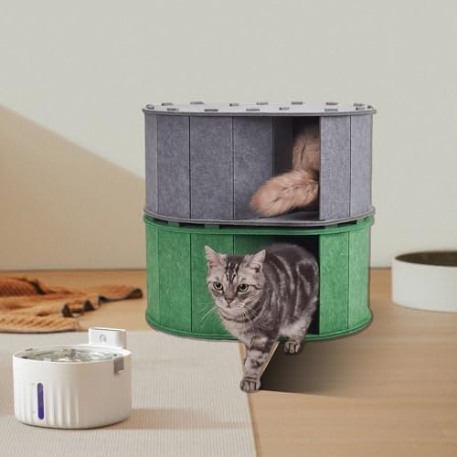 Cozy Cat Tunnel Bed for Indoor Cats - Multi-Exit S-Shaped Scratching Maze & Peekaboo Cave, Perfect Hideaway for Multiple Cats, 34.6x22.8x10.2in Cat Toys