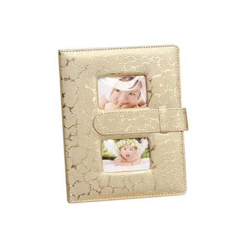 HOODANCOS 1pc Golden Leather Cover Photo Album Inset Picture Holder for DIY Photography Capacity Design for Festivals Weddings Birthdays and Anniversaries