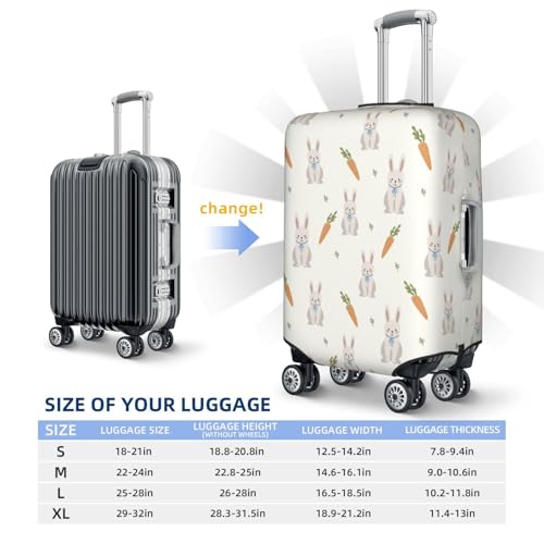 Retro Rabbit Print Luggage Cover For Suitcase,Washable Elastic Travel Suitcase Protector With Zipper Closure And Bottom Buckle – Fits 18-32" Luggage-Small4