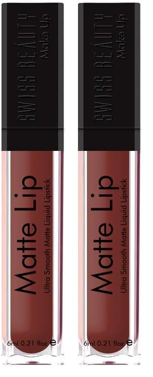 Image of Swiss Beauty Ultra Smooth Matte Liquid Lipstick, Coffee 302-11, 6ml - Smooth Lip Color, Weightless Finish, Silky Matte Finish, Iconic Lip, Matte Finish, Matte Lipstick, Liquid Lipstick (Pack of 2)