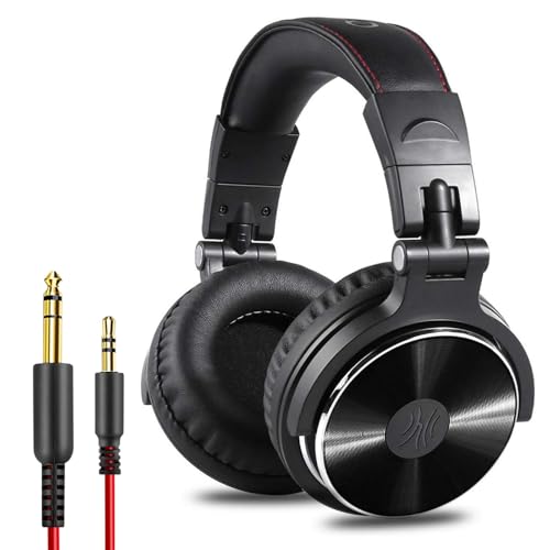 OneOdio Pro-10 Over Ear Wired Headphones for School Studio Monitor & Mixing DJ Stereo Headsets, 50mm Neodymium Drivers, in-Line Mic, 3.5mm/6.35mm Jack for AMP Computer Recording Phone Piano Guitar