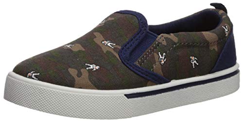 OshKosh B'Gosh Sapato infantil e para meninos Austin casual sem cadarço, Green/Navy, 7 Toddler