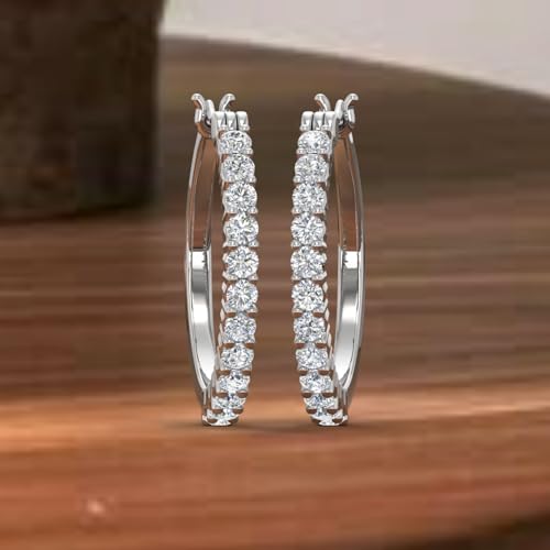 1/4 to 3/4 Carat Natural Diamond Hoop Earrings in 10K Gold or in Platinum 6