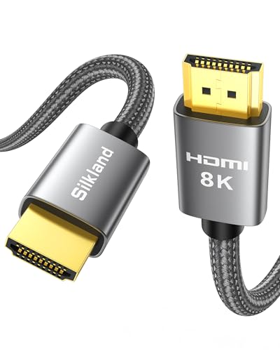 Silkland 8K HDMI 2.1 Kabel 10m, HDMI Kabel 4K@144Hz/120Hz 8K@60Hz,eARC, HDR10, Dolby Atmos, 48Gbps, HDCP 2.2&2.3 f&uuml;r HDTV/Soundbar/PS5/Blu-ray/Switch/Beamer/Laptop/Display/TV Box/PC