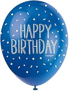 Unique Party 56080 BlueTheme 12" Latex Balloons | Happy Birthday Blue Theme | 5ct