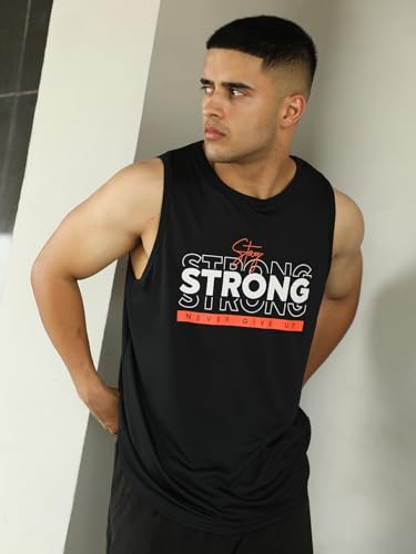 Image of CHKOKKO Tank Tops Sleeveless T-Shirt for Men Dry Fit Vest Gym Wear Graphic Printed Stylish Round Neck Running Sando for Sports Workout Fitness & Casual or Beach Wear