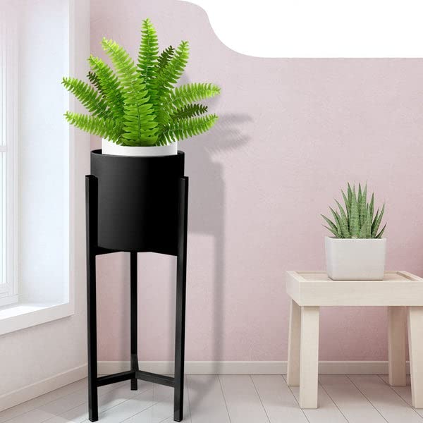 Image of Bee Creative Metal Plant Stand - A Durable and Stylish Display for Your Plants and Home Decor - Three Height Options - Metal Powder-Coated (BLACK)