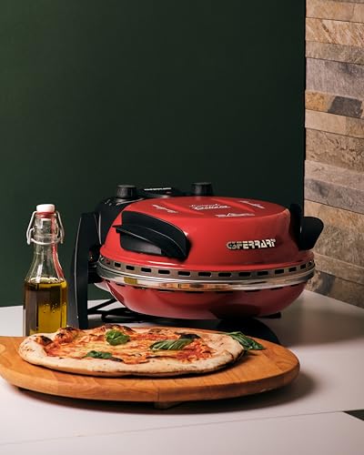 G3 Ferrari G10006 Pizza Express Delizia, pizzaoven, 1200 W, thermostaat instelbaar op 400 °C, geurende pizza in 5 minuten, dubbele verwarmingsweerstand, receptenboek en palet inbegrepen, rood - Afbeelding 3