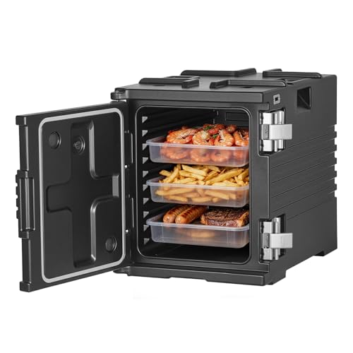 Image of VEVOR Insulated Food Pan Carrier, 82 Qt Non-Electrical Food Warmer, with Wheel & 304 Stainless Steel Latch, LLDPE Stackable Hot Box, for Various Pan Sizes(NOT Included), Fit Catering BBQ Event(Black)
