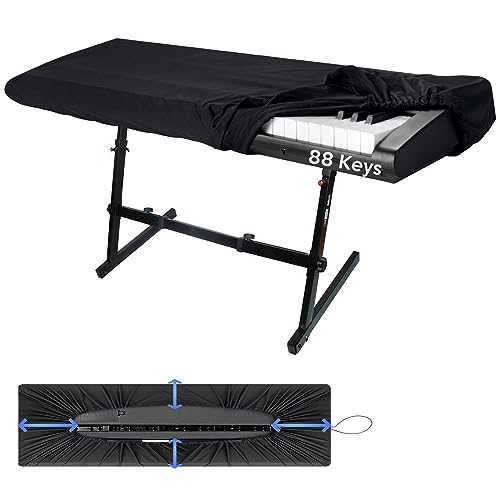 88 Keys Piano Keyboard Dust Cover, Music Dirt Proof Stretchy Electronic Keyboard Cover With Durable Elastic & Cord Lock Must Have Piano Accessories