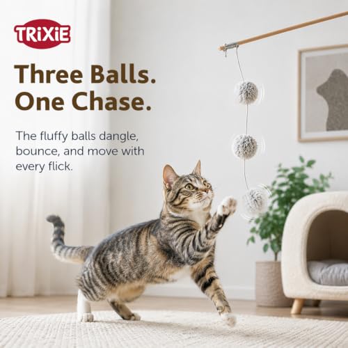 Image of Trixie Playing Rod with 3 Balls, 35 Cm, Pack of 4