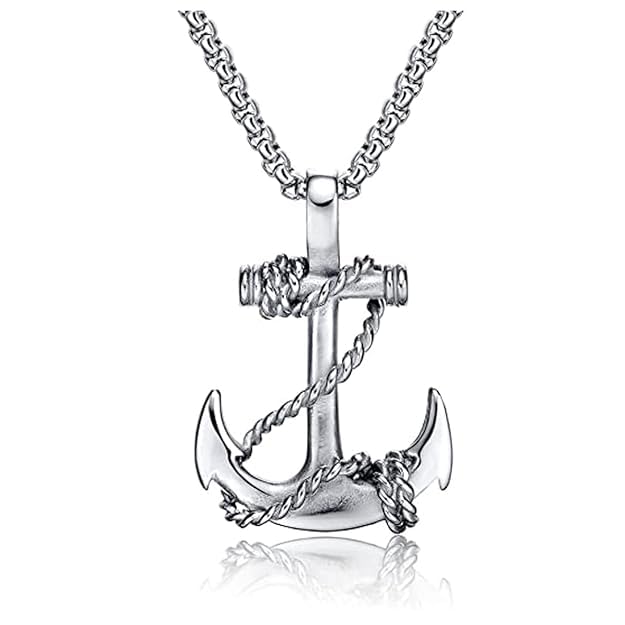 Navy Sailor Rope Anchor Hook Box Chain Silver Stainless Steel Pendant Necklace For Men And Women SPn2022788-image-49