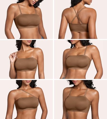 Image of DEANGELMON Strapless Bras for Women Non-Slip Silicone Bandeau Seamless Tube Top Bralette Comfy Non Padded Stretchy Stylish