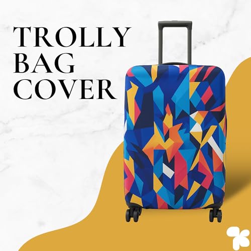 Image of AMPEREUS Trolley Bag Cover Set of 3 - Stretchless, Waterproof and Polyester Fabric with Multicolour Abstract Print Luggage Cover for Small, Medium & Large Size Suitcase Cover (20, 24 & 28 Inch)