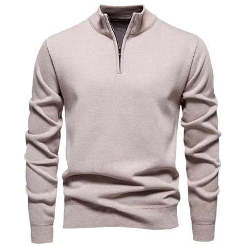 Men's Thick Knitted Sweater Korean Style Slim Fit Half Zipper Pullover Sweaters