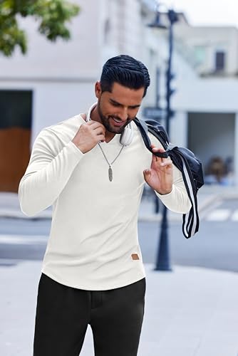 COOFANDY Men's Long Sleeve Muscle T Shirts Casual V-Neck Slim Fit Longline Ribbed Shirts Stretch Tee Shirts4